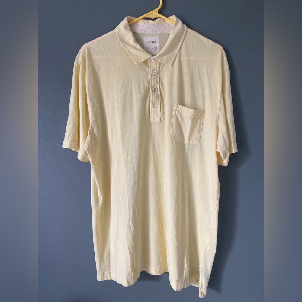 Billy Reid Pensacola Polo Shirt Mens Size XXL 2XL Yellow 100% Organic Cotton